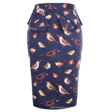 Grace Karin Occident Sexy Women Hips Wrapped Short Vintage Retro 50s Cotton Bird Printed Skirt CL008928-11
